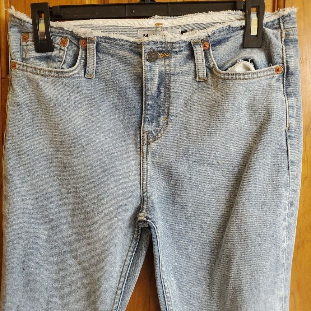 Motel Denim XS‎ Jeans Women Light Blue Frayed Raw Waistband Streetwear Edgy
